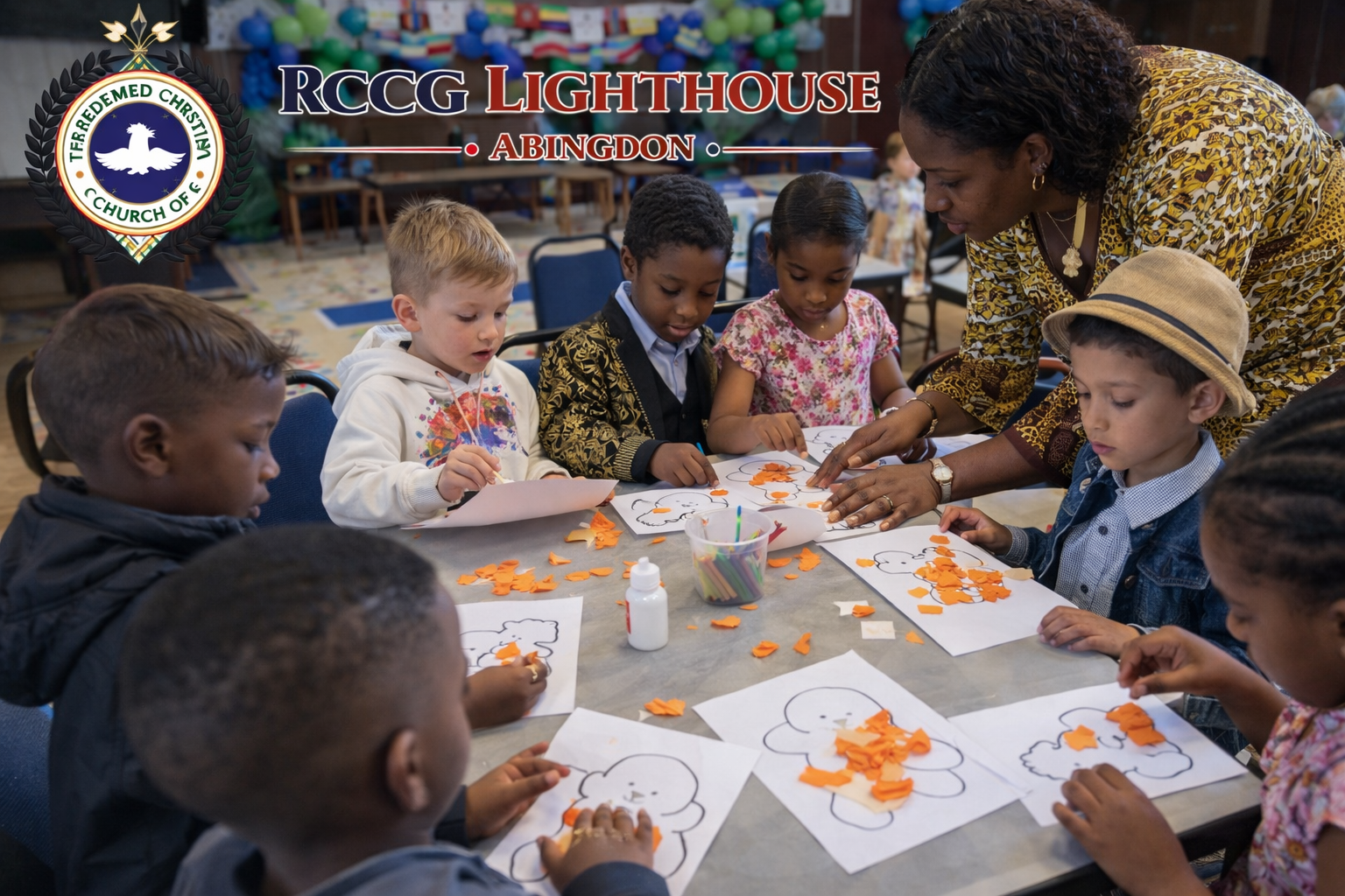 Children taking part in a guided activity session