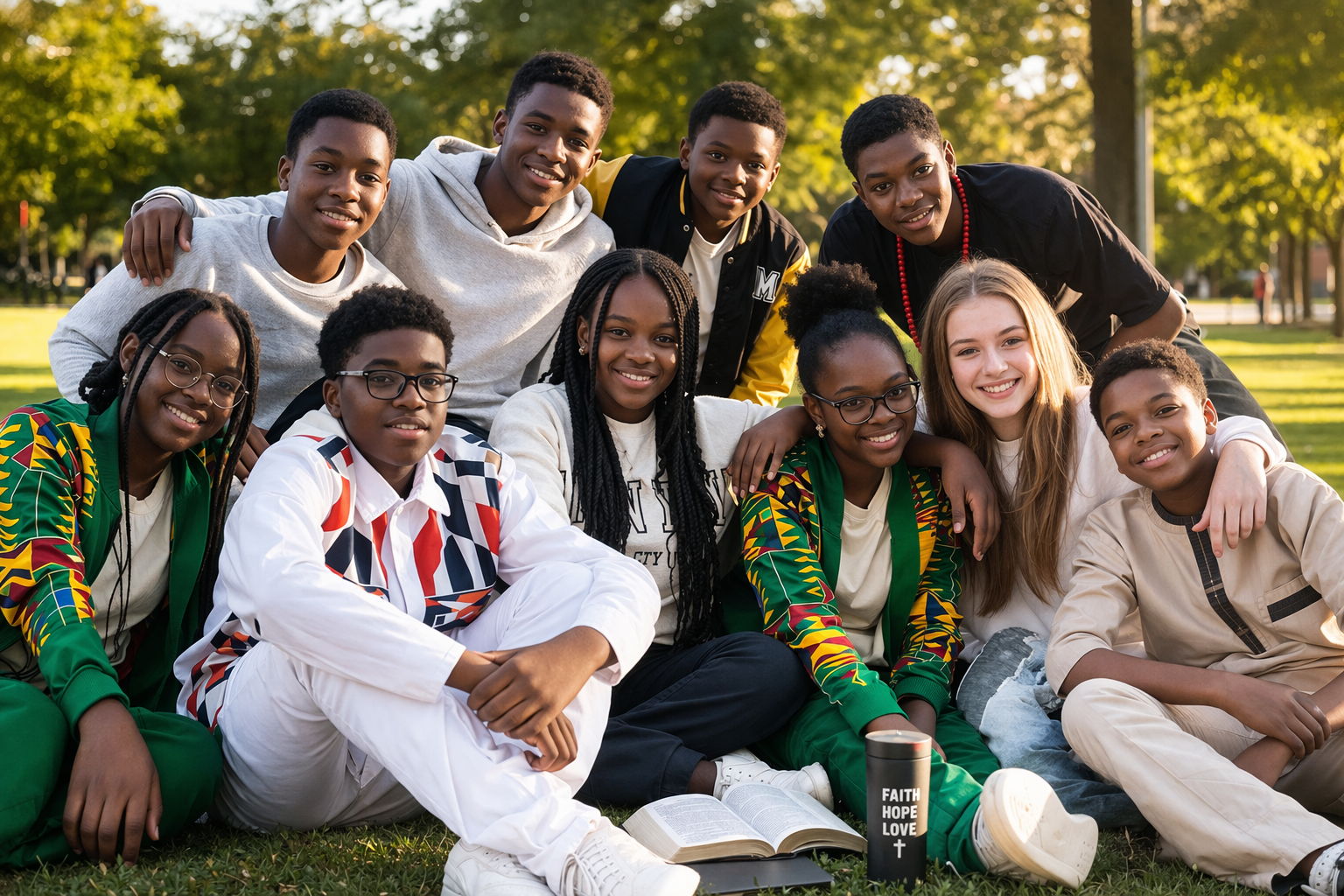 Youth presenting during a colourful church programme